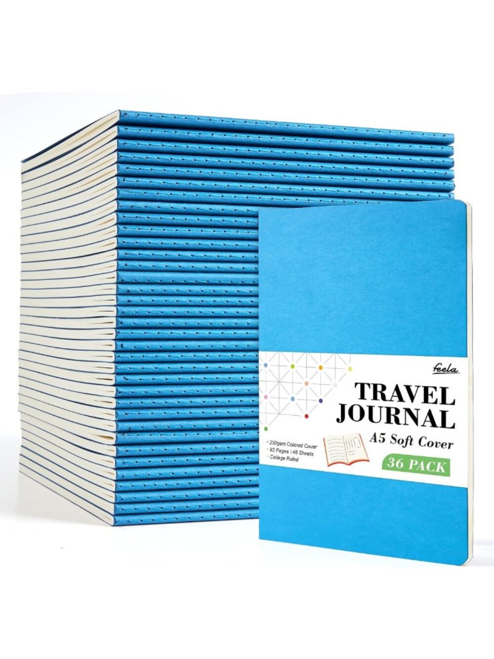36 Pack Soft Cover Journals - Lined Travel Notebooks for Writing & Note Taking